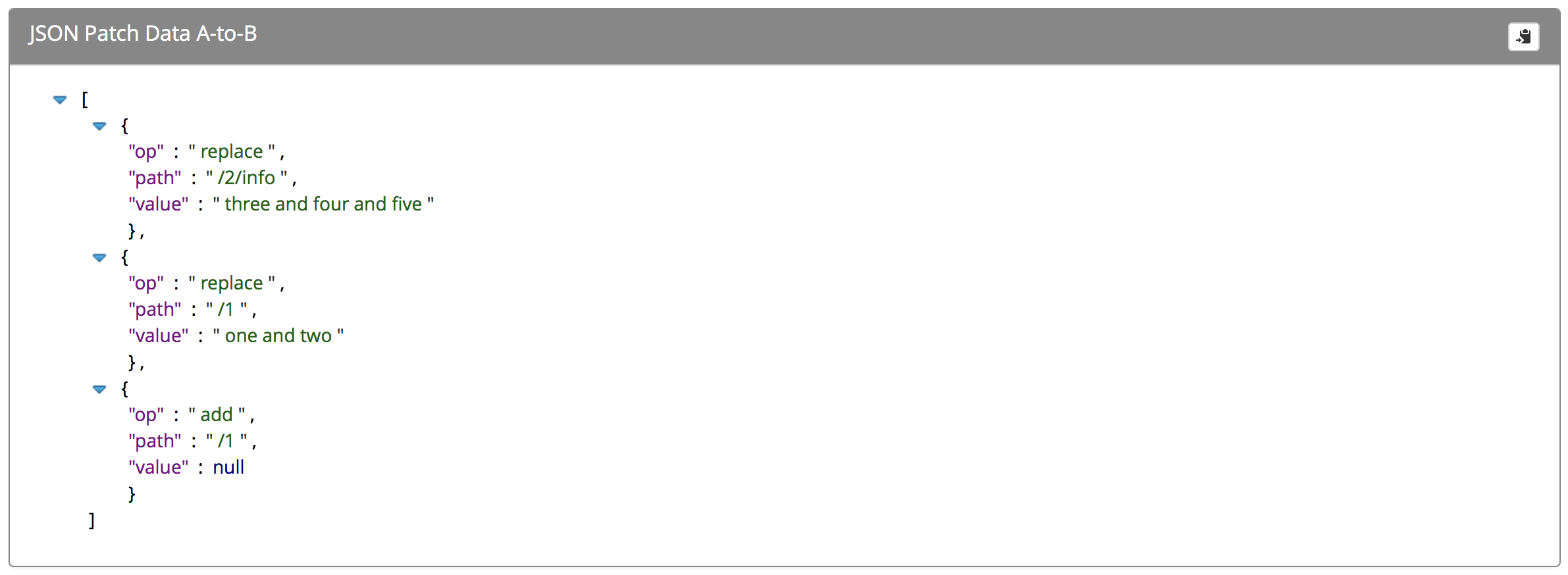 Example of result view folding tree